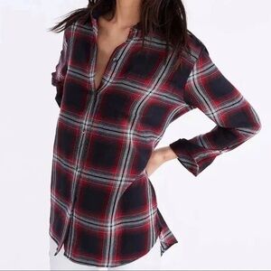 Madewell Red/Black Plaid Button-Up Shirt